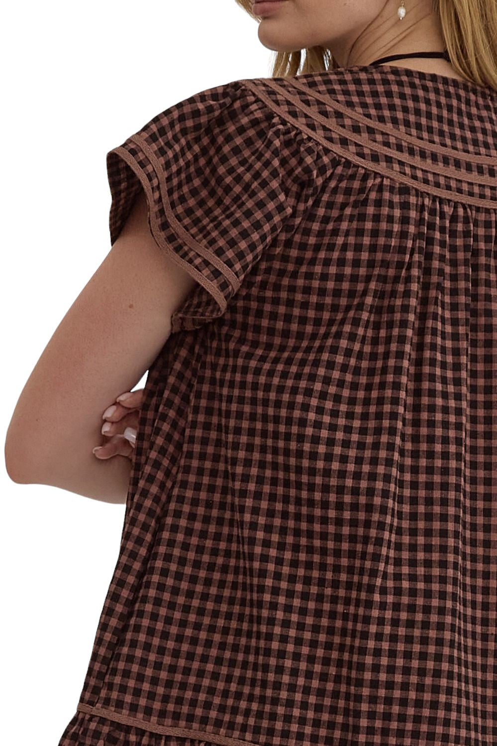 Walk This Way Brown Gingham Dress