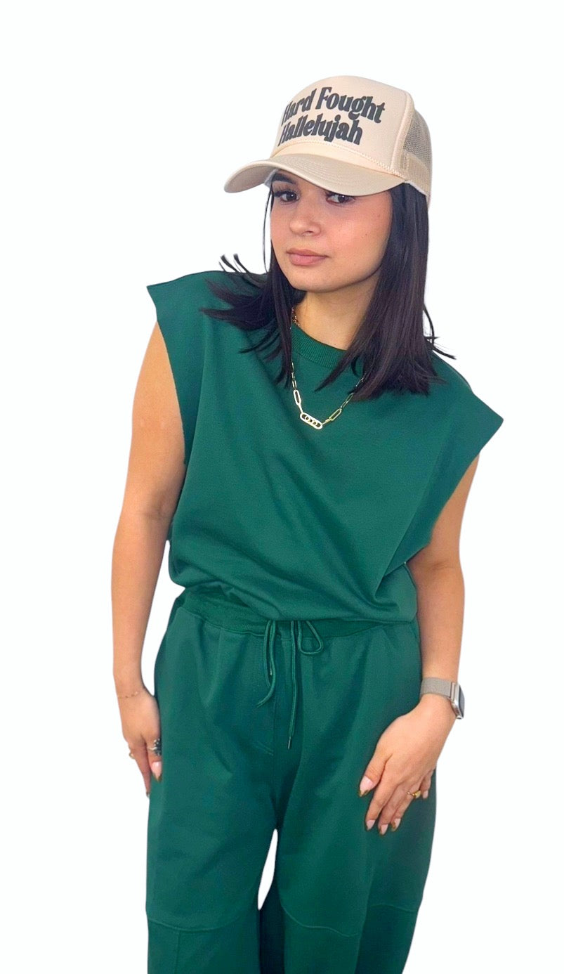 Cotton Cloud Hunter Green Jumpsuit