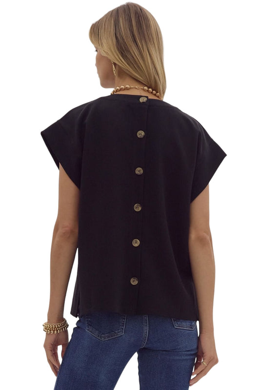 This Clever Button Down Black Top