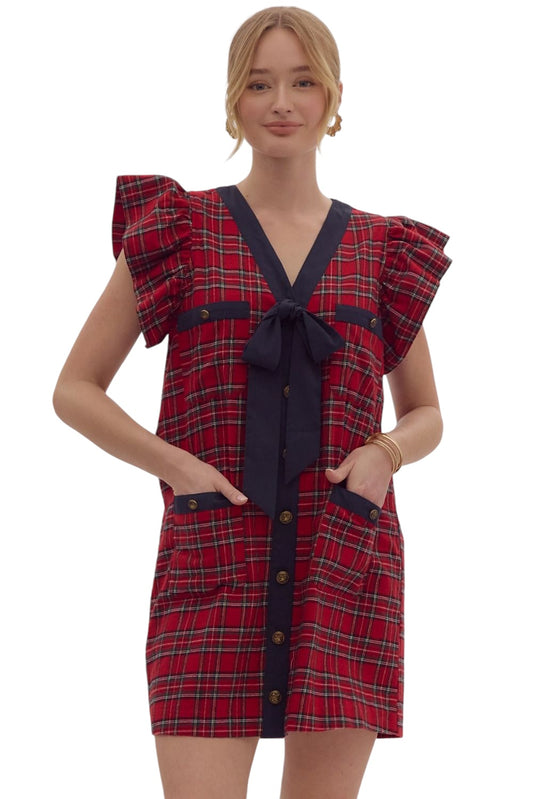 Posh Perfection Plaid Red Dress