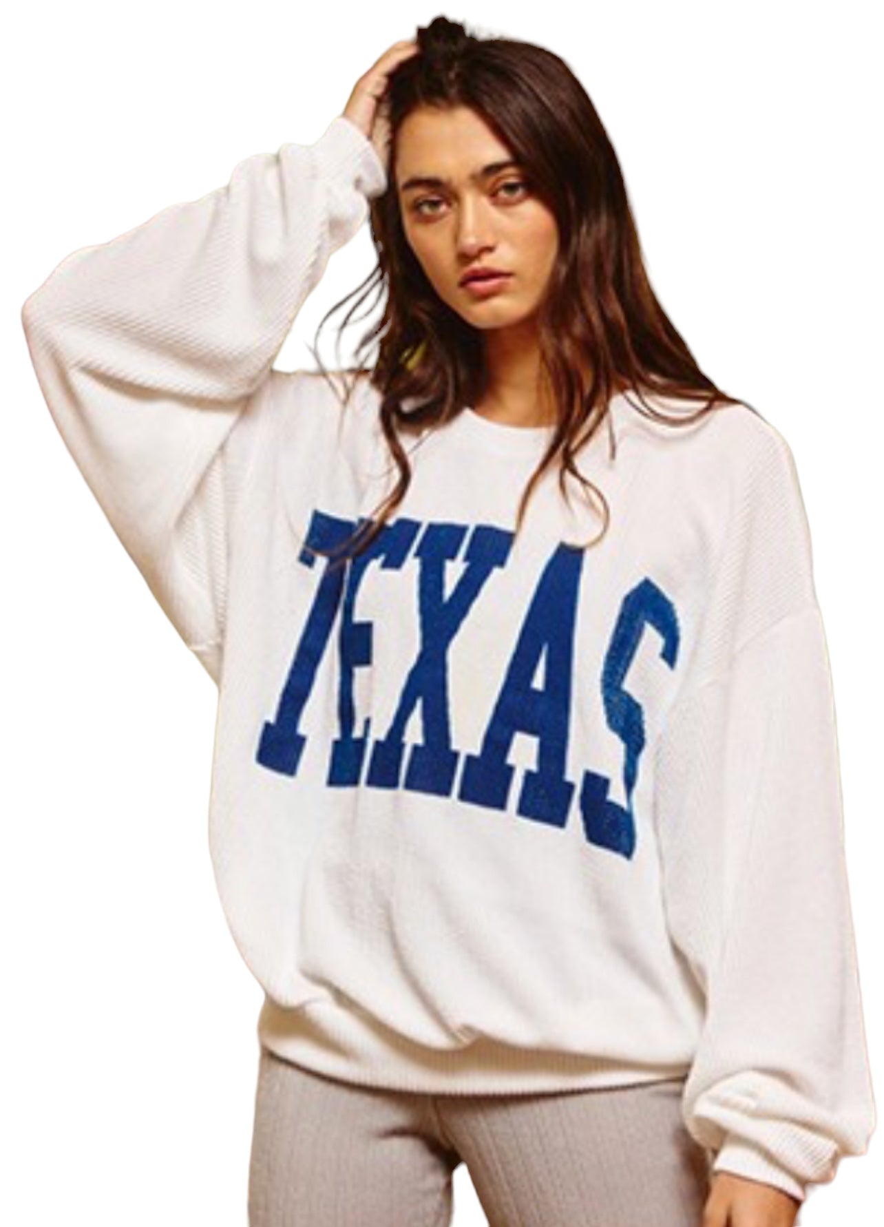 White: She Likes Texas Sweater