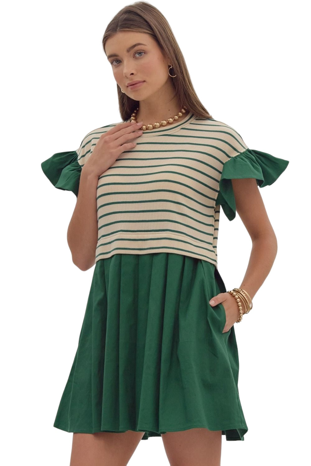 Tranquil Strides Hunter Stripe Dress