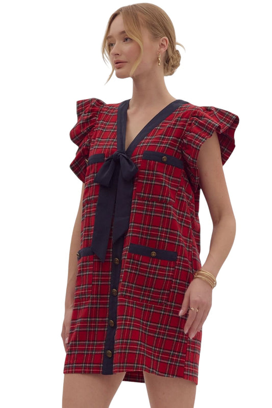 Posh Perfection Plaid Red Dress