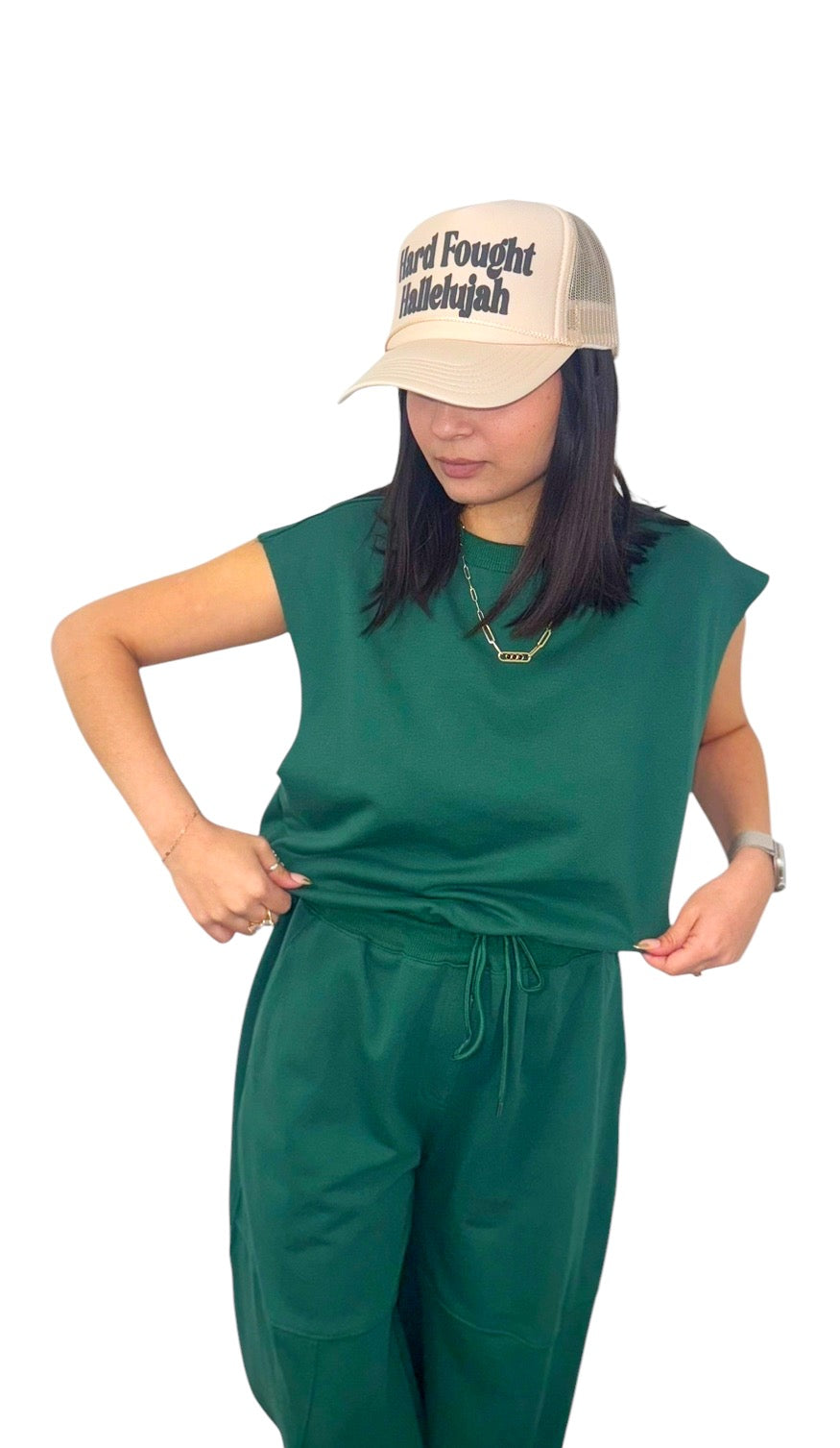 Cotton Cloud Hunter Green Jumpsuit