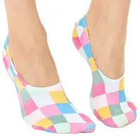 No Show Multi-Color Checkered Socks